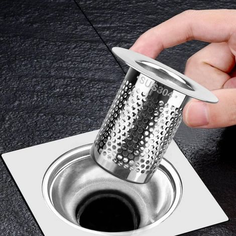 Filtro per capelli da doccia, 55 x 5 cm, filtro per lavello in acciaio inox, filtro per scarico vasca, per cucine, bagni e balconi (argento) (1/4)