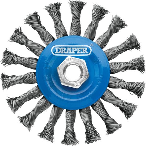 Draper 08058 Steel Twist-Knot Flat Wire Wheel Brush, 115mm, M14 (1/2)
