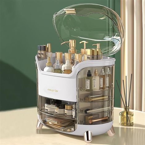 Weißer, staubdichter Organizer mit Fächern für Lippenstifte, multifunktional für Schminktisch, Schlafzimmer oder Badezimmer.