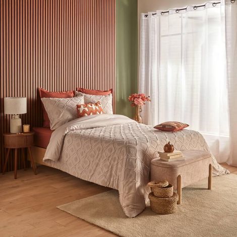 Parure de Lit 3 Pièces "Amy" 260x240cm Beige Lin (1/5)