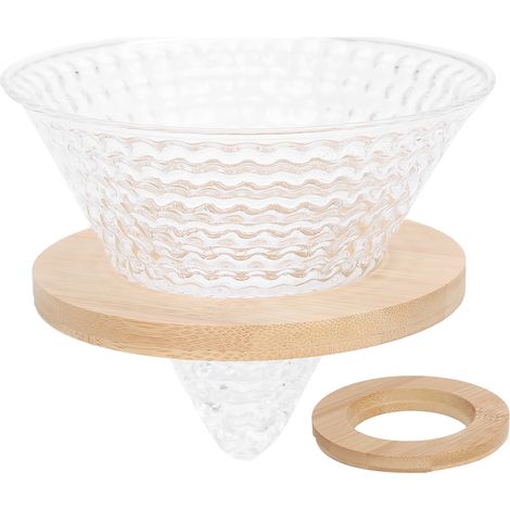 Filtre à café réutilisable V60 en verre avec base en bois, idéal pour la maison et les voyages. Cadeau parfait pour la maison et les voyages. (1/5)