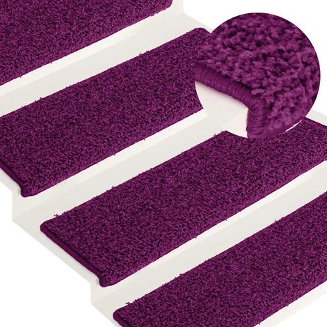 Tapis d'escalier 15 pièces 65 x 21 x 4 cm Rose Bord rectangulaire vidaXL