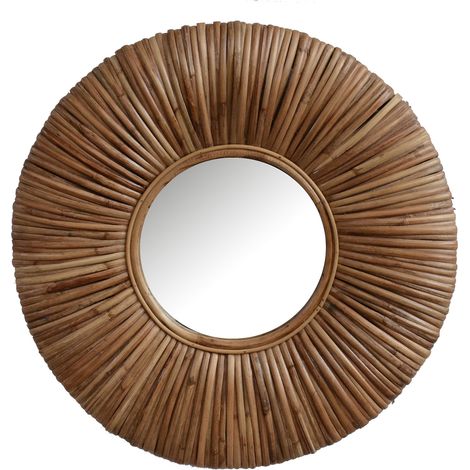 Miroir rond 56x56 cm en bambou naturel