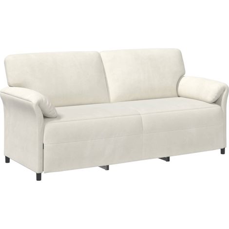 Sofá de 3 plazas Crema 198 x 83 x 95 cm Terciopelo vidaXL (1/5)