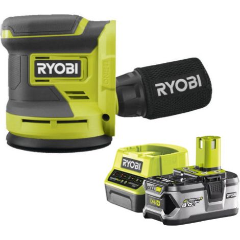 Confezione RYOBI 18V OnePlus RROS18-0 Levigatrice eccentrica - 1 batteria 4.0Ah - 1 caricatore rapido RC18120-140