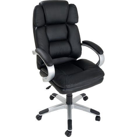 Bürosessel ergonomischer Drehstuhl Kippfunktion schwarzes Kunstleder (Mod. King) (1/4)