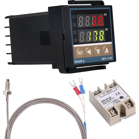 Contrôleur numérique PID Thermostat intelligent avec relais SSR 40A Thermocouple de type K pour l'énergie électrique Industrie chimique Réservoirs de stockage Fours - 0-1300 ℃ (1/5)