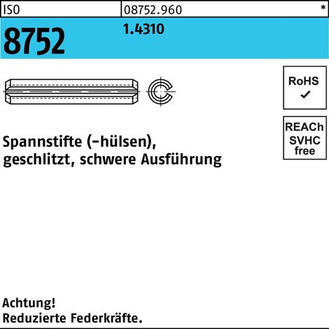 Goupille de serrage ISO 8752 fendue 6x 40 1.4310 version lourde 25 pièces
