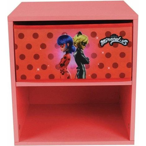 Fun House Miraculous Ladybug Nachttisch mit Schublade H.36 x B.33 x T.30 cm