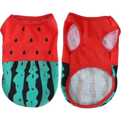 Gilet pour animaux de compagnie imprimé pastèque rafraîchissante - T-shirt léger sans manches pour chiens et cochons (1/4)