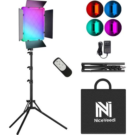 Lumiere Photo RGB 15 inch, Éclairage Studio Photo 40W avec Support, Panneau LED à Intensité Variable 2700K-6500K avec 20 Scènes, Modes RGB/CCT/HSI pour Youtube/Streaming/Direct/Jeux (1/5)