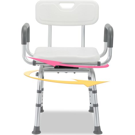 TolleTour Fauteuil de Douche Pivotant Premium, Mobilité Réduite, Maintien Total avec Dossier et Bras (1/5)