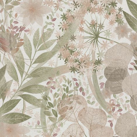 Vliestapete - Secret Garden - Taupe Hellgrün Grün Bäume Blätter Erismann - 1050605 (1/5)