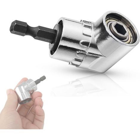 Perceuse à Angle Droit, Porte-embout Angle Droit, Accessoire Perceuse à Angle Droit avec Tige Hexagonale 105 Degrés pour Outil Électrique, Adaptateur Tournevis à Angle Droit (1/5)