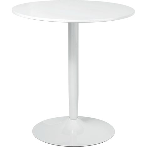 Table ronde à manger de 70 x 75 cm, de cuisine pour 2 personnes, table sur piédestal avec pied en acier et repose-pied antidérapant (1/5)
