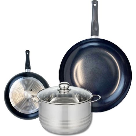 Ensemble de 2 Poêles de cuisson 20 et 32 cm et 1 faitout 24 cm Elo Prima Brillant (1/5)