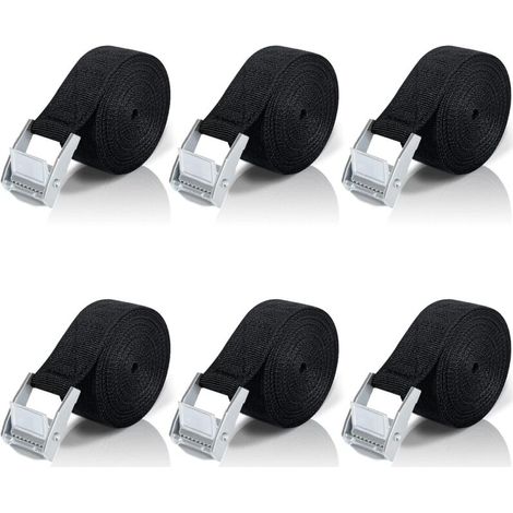 2M Sangle d'Arrimage, 4 Pièces Sangle à Cliquet avec Boucle de Serrage en Alliage de Zinc pour Fixation Moto/Voiture/Porte Vélo/Bagage