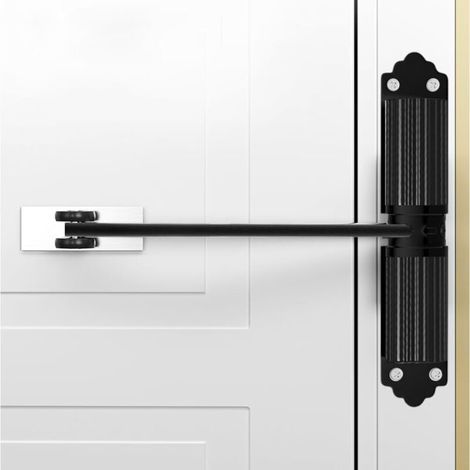 Ferme-porte automatique - Force de fermeture réglable - Levier de réglage à ressort - Ferme-porte pour porte de jardin, porte d'entrée, porte extérieure, porte de chambre, bureau, porte de jardin (1/4)