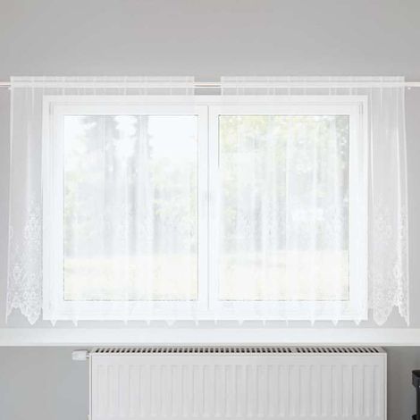 4107765 Rideau en Dentelle Floral Blanc 160 x 200 cm Polyester (1/5)