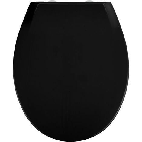 Abattant WC noir antibactérien en thermoplastique – Système Easy-Close pour fermeture silencieuse – Fixation hygiénique Fix-Clip