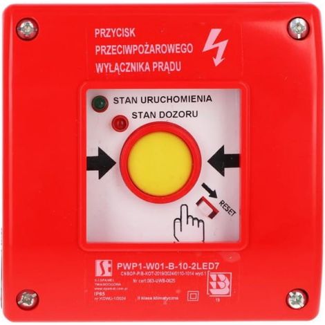 Interruttore manuale di protezione antincendio PWP1 (1NO) con certificato CNBOP - 2 LED verde/rosso 230V