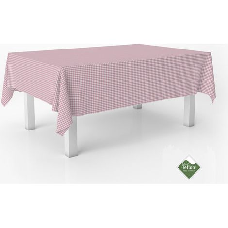 Nappe Vichy Petits Carreaux rectangulaire 250x140 cm Rose (1/5)