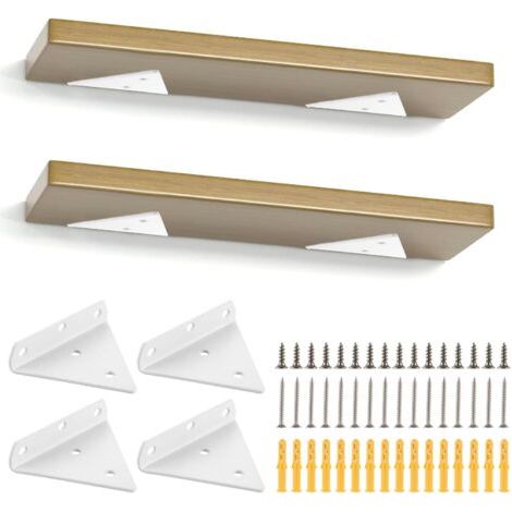 royaluxe-Lot de 4 Support Etagere Triangle Blanc, 8CM Supports D'étagère Flottant en Fer, Support Étagère Mural en Métal Pour Étagères Ouvertes de Bricolage