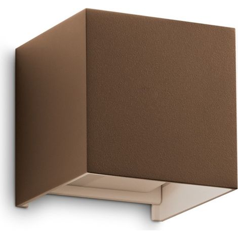 Ideal Lux ATOM Applique murale extérieure 10 cm, éclairage haut et bas, couleur café, 2 LED 1200 lm 4000 K, IP54