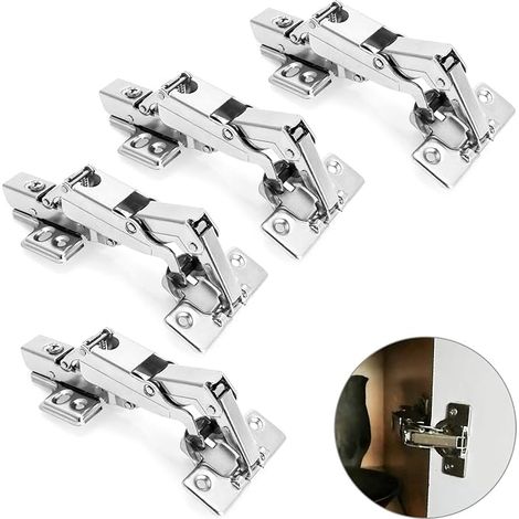 165 Degré Charnière de Porte, Plein Recouvrante Charnieres 35mm, Soft Close Charnière, pour Meuble Armoires de Porte, 4 charnières et 24 vis (1/5)
