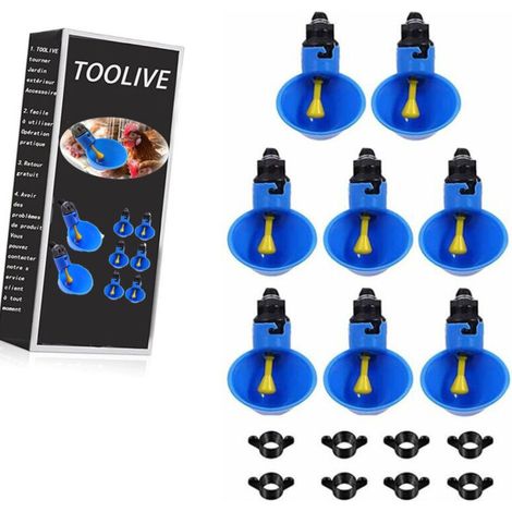 8 pcs,Abreuvoir Poulet Plastique,Abreuvoir Poulet Automatique,Abreuvoir Poules,Abreuvoir Poulet Bleu,Fontaine à Boire La Ferme,Convient Aux Poules,Poussins,Canards,Oiseaux,Volailles Bleue (1/5)