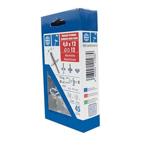 RIVETTO A/ LARGO C/45 U. - 4X12 MM