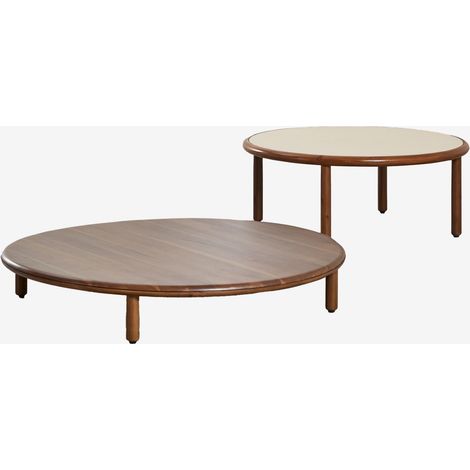 Lot de 2 tables basses rondes en bois d'acacia Olivia SKLUM Brun Acacia foncé - Beige Semoline