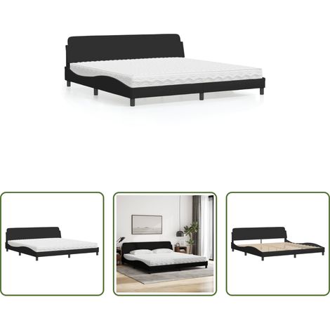 Matelas en mousse -  Lit avec matelas Dover noir 200x200 cm tissu (1/5)