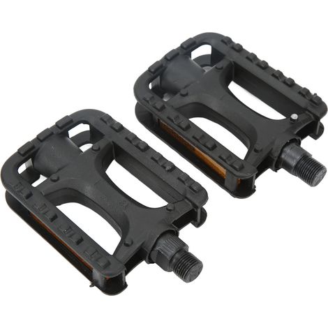 Lot de 2 pédales de vélo avec bande réfléchissante antidérapantes en plastique robuste pour VTT et vélo de route. (1/5)