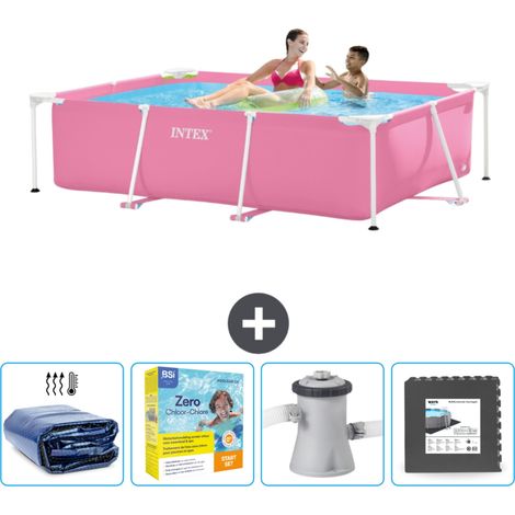 Intex-Schwimmbecken mit rechteckigem Rahmen – 220 x 150 x 60 cm – Rosa – im Lieferumfang enthalten Accessoire CB10