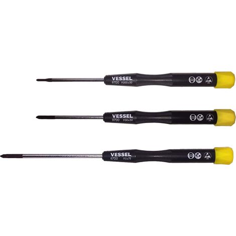 VESSEL Cacciavite di precisione ESD (antistatico) Phillips, set di 3 pezzi (1/4)