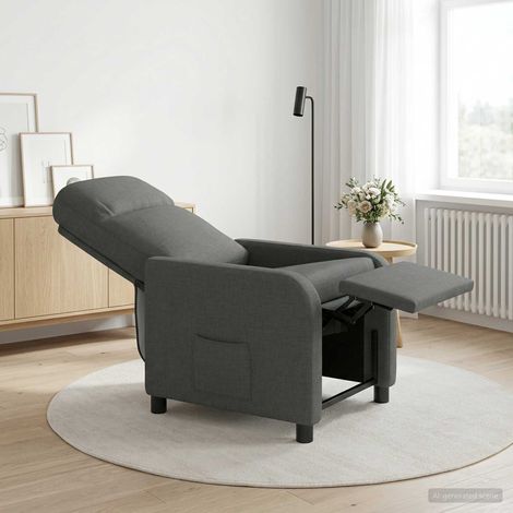 vidaXL Recliner Gris oscuro Tela (1/5)