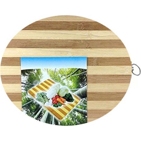 Trade Shop - Tagliere Tondo 30 Cm Diametro In Bambu' Legno Bamboo Naturale Affettare -
