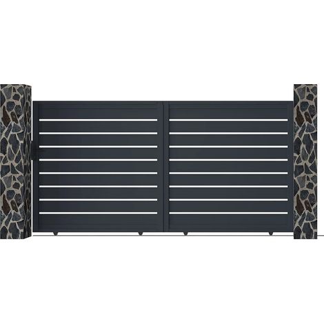 Cancello scorrevole elettrico in alluminio traforato - L 374 x A 180 cm - Antracite - PRIMO