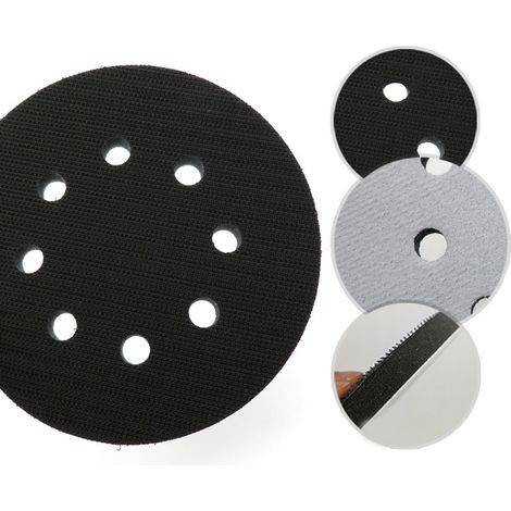 Tampon d'interface en éponge souple de 5 pouces à 8 trous pour tampons de ponçage, disques, coussins et pour le polissage de surfaces irrégulières. (1/4)