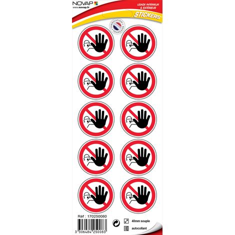 Planche 10 Pictogrammes Ø 40mm - Interdit de Franchir le signal - 4250083