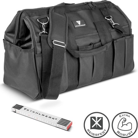 STAHLWERK borsa porta attrezzi robusta XL borsa di montaggio borsa da elettricista 21 scomparti