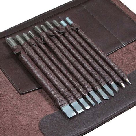 10-teiliges Schnitzwerkzeug-Set aus Wolframstahl für Holz und Stein (1/5)