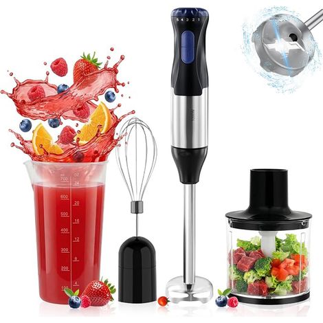 Mélangeur 4 en 1, batteur d'oeufs 1000w, réglage à 5 vitesses, idéal pour le jus, la viande hachée, battre les oeufs (1/5)