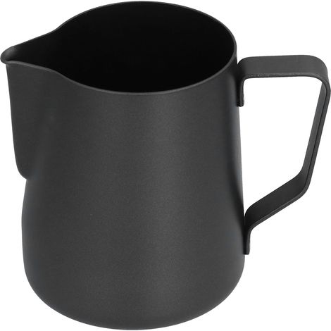 Pitcher à lait inox 600ml à bec pointé, mousseur à lait épais pour café maison - Noir (1/5)