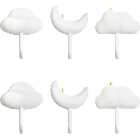 Lot de crochets décoratifs en forme d'étoile et de nuage, crochets adhésifs pour salon, chambre, chambre d'enfant, chambre de bébé (1/5)