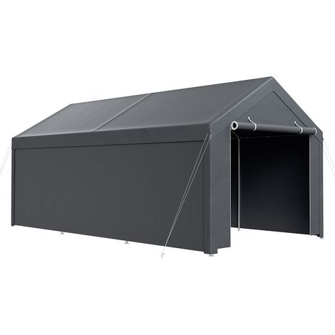 TolleTour Tente de rangement exterieure 3 x 6 m grise, bache PE et tubes en acier galvanise