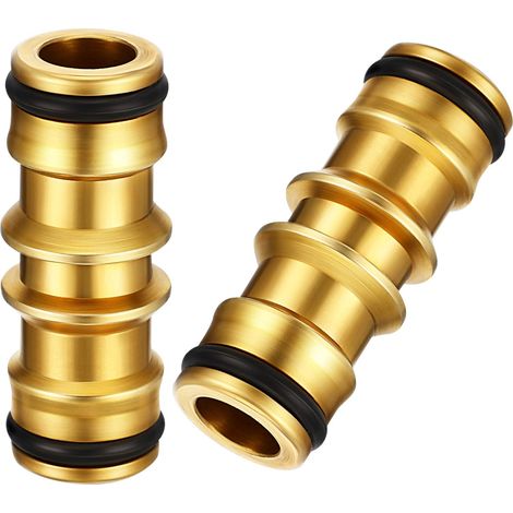 Paquet de 2 raccords de Tuyau de Jardin en Laiton pour Robinet de Tuyau de Jardin (Double connecteur mâle en Laiton) (1/5)