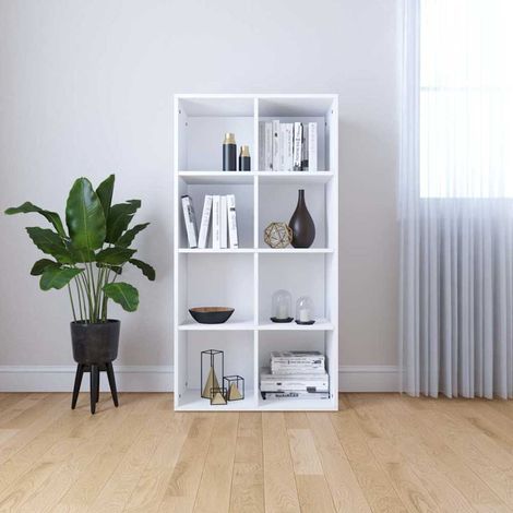 Bibliothèque buffet 8 compartiments blanc en bois d’ingénierie 66 x 30 x 130 cm - PANGIVO (1/5)