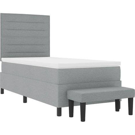 vidaXL Lit Ă ressorts avec tĂŞte de lit Gris clair 90 x 200 cm tissu (1/5)